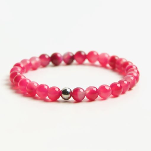Perlen Armband Achat rosarot pink Edelsteinen – Gummiband - Handmade
