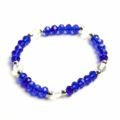 Perlen Armband Samtblau funkelnd – Gummiband - Handmade