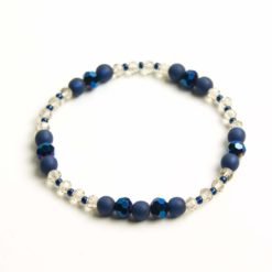 Perlen Armband Dunkelblau funkelnd – Gummiband - Handmade