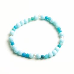 Perlen Armband türkis blau mit Achat – Gummiband - Handmade