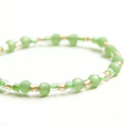 Perlen Armband patina grün – Gummiband - Handmade