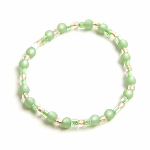 Perlen Armband patina grün – Gummiband - Handmade