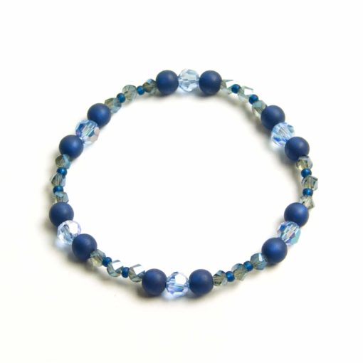 Perlen Armband dunkelblau Polaris – Gummiband - Handmade