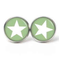 Ohrstecker, Ohrhänger, Clipse & Druckknopf – Motiv pastellgrüner Stern – Schmuck aus Edelstahl