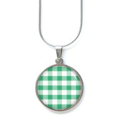 Kette kariert grün weiß - Edelstahl