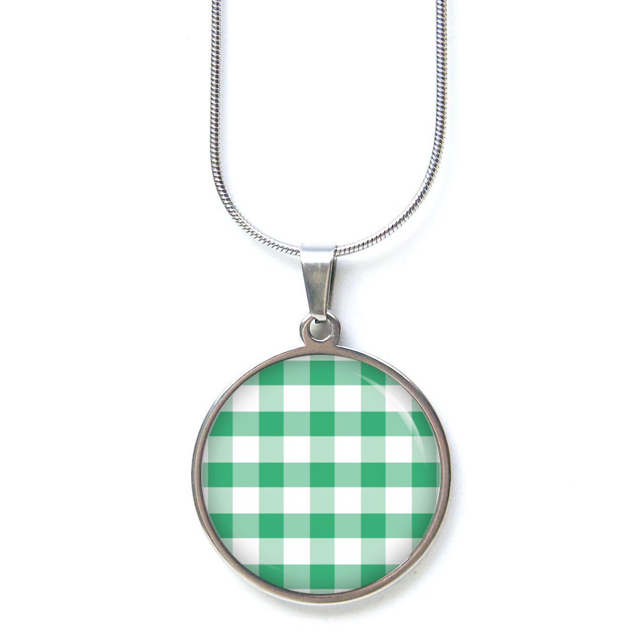 Ohrstecker, Ohrhänger, Clipse & Druckknopf – Motiv kariert grün weiß – Schmuck aus Edelstahl Ohrstecker, Ohrhänger, Clipse & Druckknopf – Motiv kariert grün weiß – Schmuck aus Edelstahl