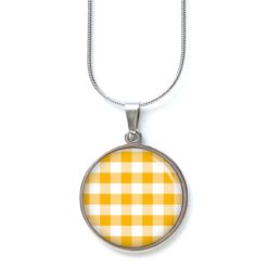Kette kariert gelb weiß - Edelstahl