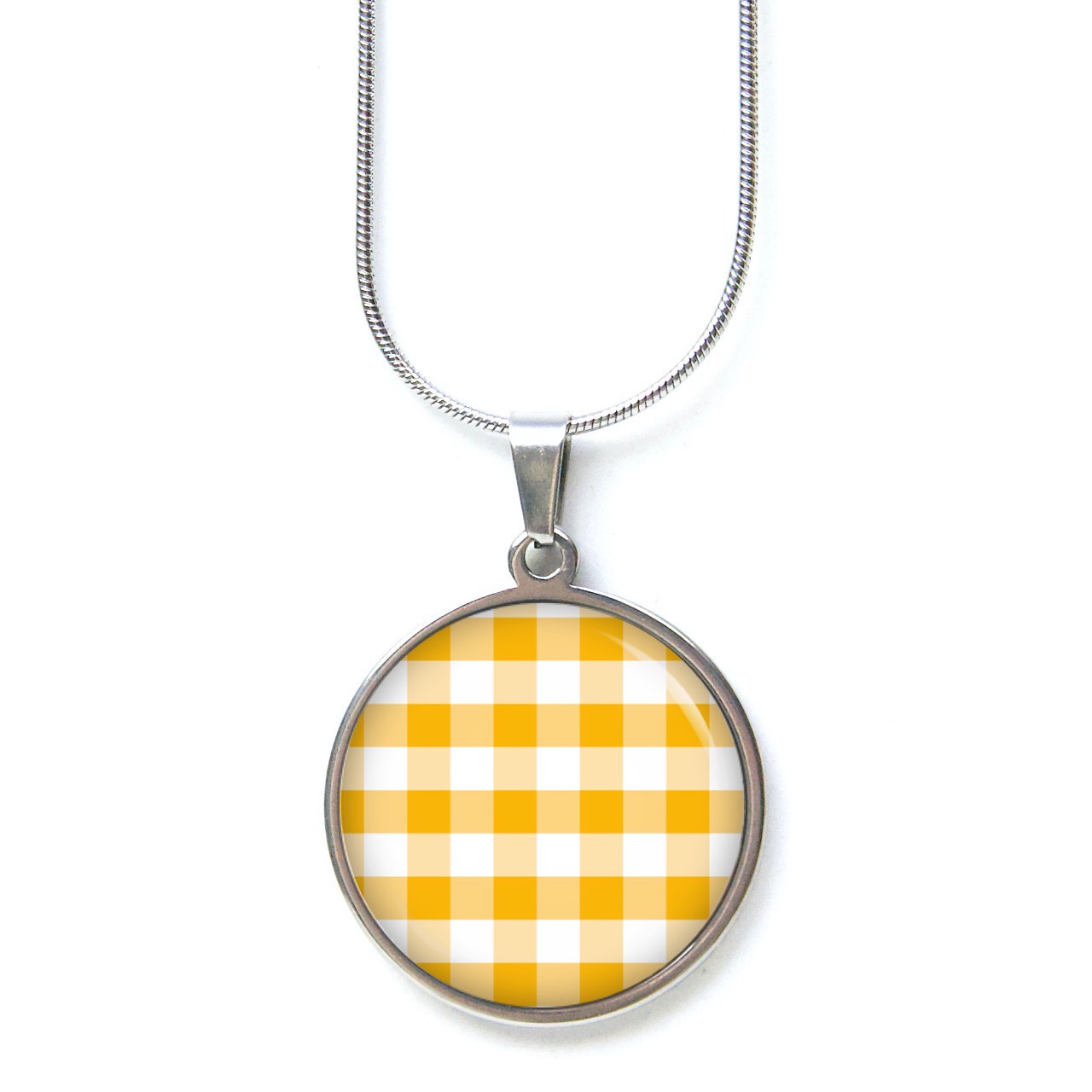 Ohrstecker, Ohrhänger, Clipse & Druckknopf – Motiv kariert gelb weiß – Schmuck aus Edelstahl Ohrstecker, Ohrhänger, Clipse & Druckknopf – Motiv kariert gelb weiß – Schmuck aus Edelstahl