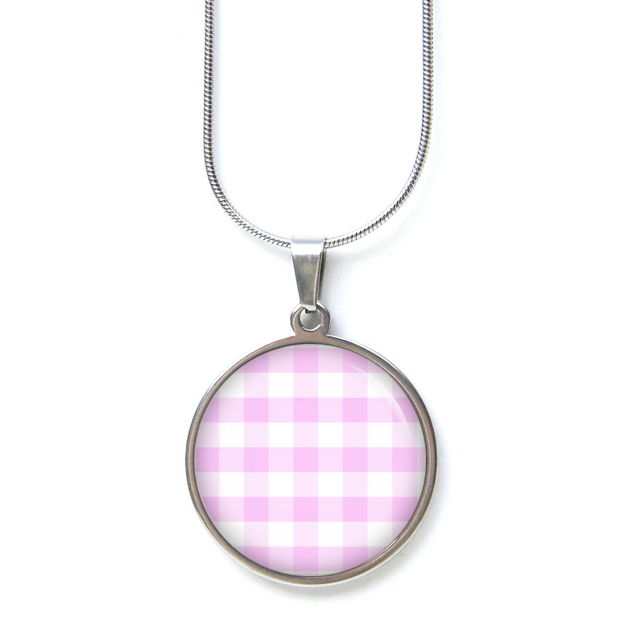 Ohrstecker, Ohrhänger, Clipse & Druckknopf – Motiv kariert rosa weiß – Schmuck aus Edelstahl Ohrstecker, Ohrhänger, Clipse & Druckknopf – Motiv kariert rosa weiß – Schmuck aus Edelstahl