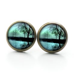 Ohrringe mystische türkise Landschaft - Edelstahl