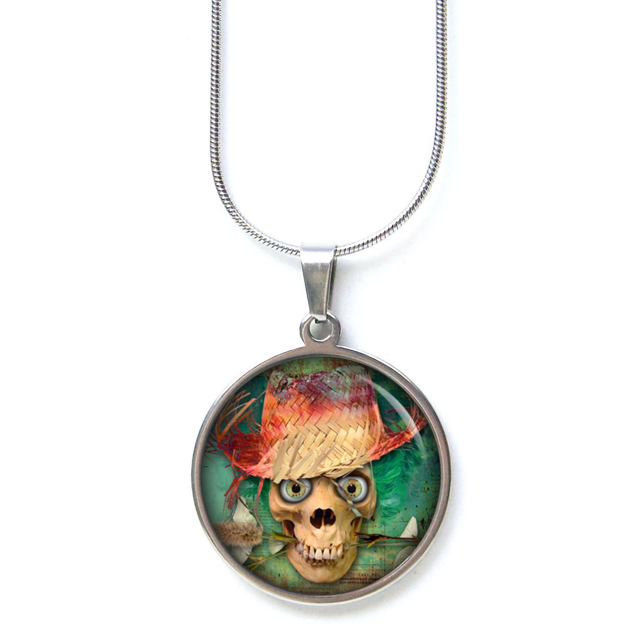 Ohrstecker, Ohrhänger, Clipse & Druckknopf – Motiv Totenkopf mit Strohhut – Schmuck aus Edelstahl Ohrstecker, Ohrhänger, Clipse & Druckknopf – Motiv Totenkopf mit Strohhut – Schmuck aus Edelstahl