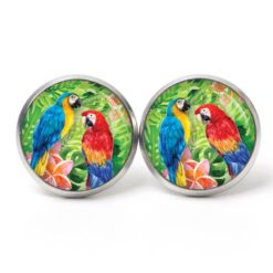 Ohrstecker, Ohrhänger, Clipse & Druckknopf – Motiv Papagei grün Tiere – Schmuck aus Edelstahl