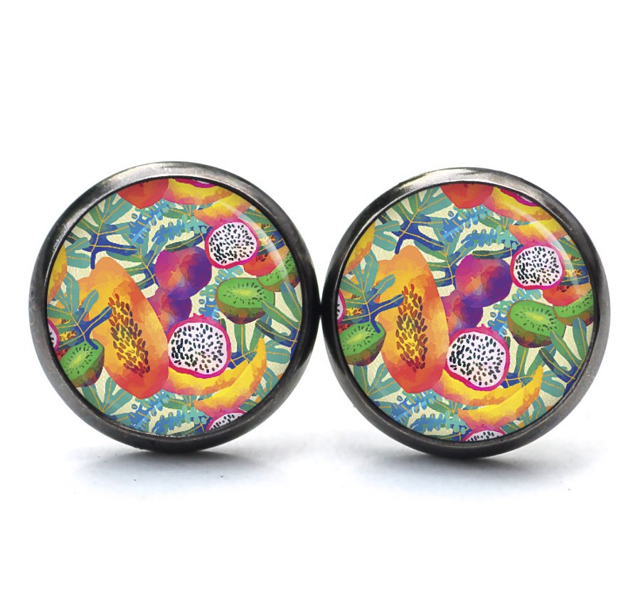Ohrstecker, Ohrhänger, Clipse & Druckknopf – Motiv Obstkorb Früchte Karibik – Schmuck aus Edelstahl Ohrstecker, Ohrhänger, Clipse & Druckknopf – Motiv Obstkorb Früchte Karibik – Schmuck aus Edelstahl