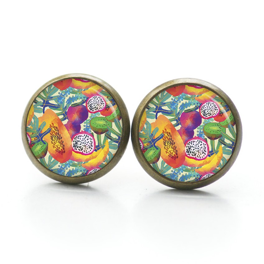 Ohrstecker, Ohrhänger, Clipse & Druckknopf – Motiv Obstkorb Früchte Karibik – Schmuck aus Edelstahl Ohrstecker, Ohrhänger, Clipse & Druckknopf – Motiv Obstkorb Früchte Karibik – Schmuck aus Edelstahl