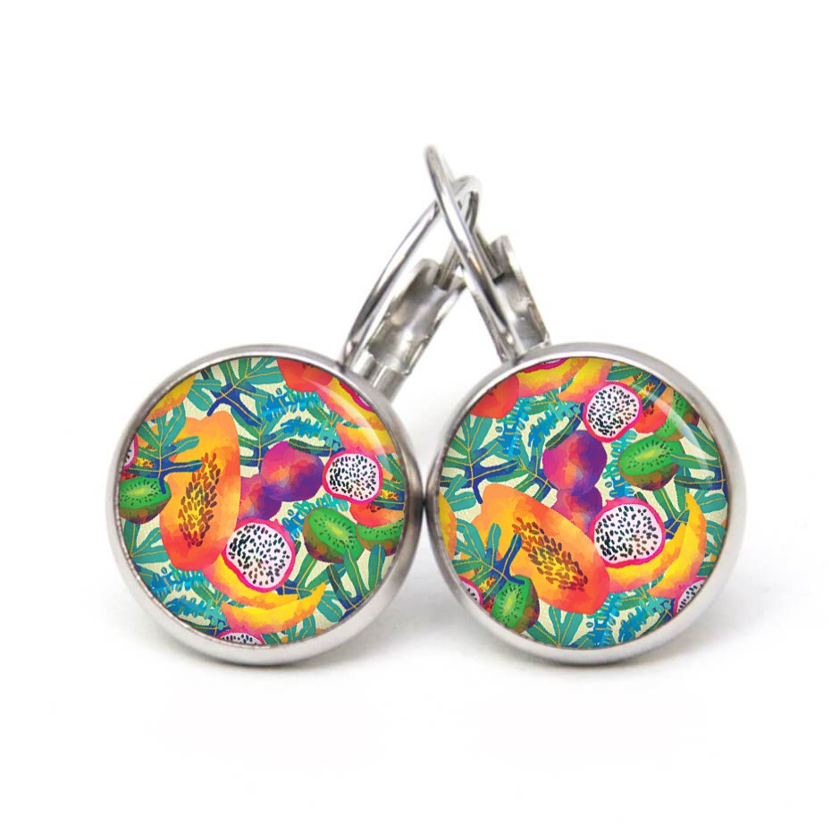 Ohrstecker, Ohrhänger, Clipse & Druckknopf – Motiv Obstkorb Früchte Karibik – Schmuck aus Edelstahl Ohrstecker, Ohrhänger, Clipse & Druckknopf – Motiv Obstkorb Früchte Karibik – Schmuck aus Edelstahl