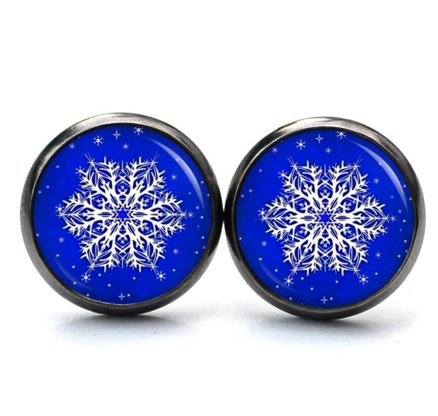Ohrstecker, Ohrhänger, Clipse & Druckknopf – Motiv Schneeflocke blau Weihnachten – Schmuck aus Edelstahl Ohrstecker, Ohrhänger, Clipse & Druckknopf – Motiv Schneeflocke blau Weihnachten – Schmuck aus Edelstahl