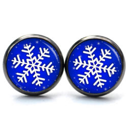 Ohrringe Schneeflocke blau Weihnachten - Edelstahl