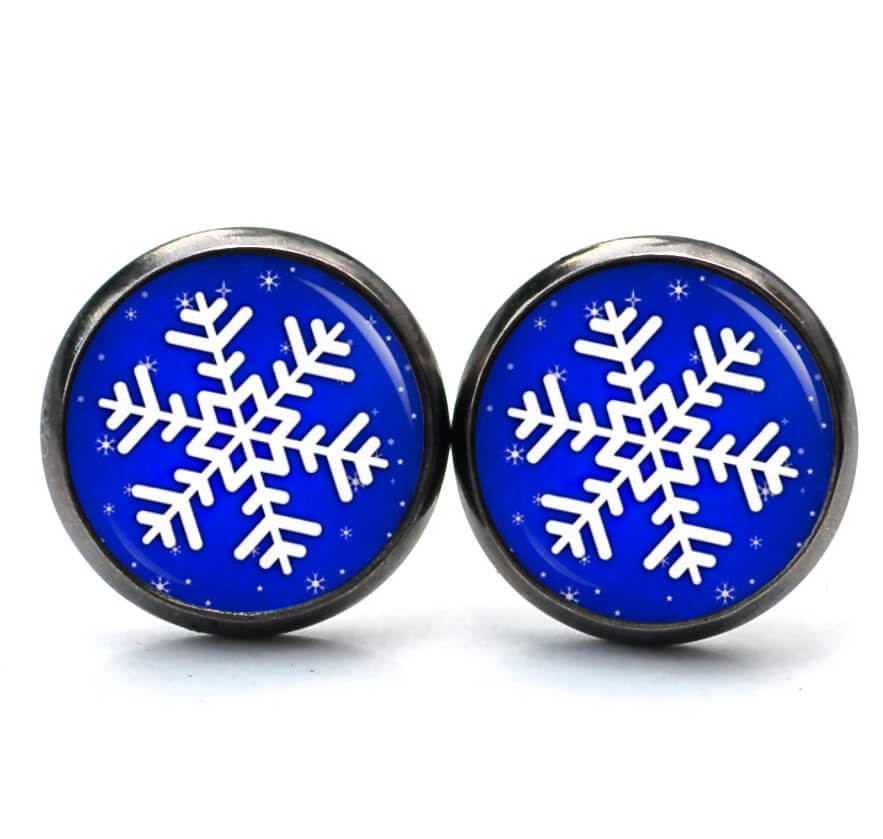Ohrstecker, Ohrhänger, Clipse & Druckknopf – Motiv große Schneeflocke blau Weihnachten – Schmuck aus Edelstahl Ohrstecker, Ohrhänger, Clipse & Druckknopf – Motiv große Schneeflocke blau Weihnachten – Schmuck aus Edelstahl