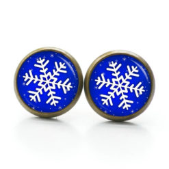 Ohrringe Schneeflocke blau Weihnachten - Edelstahl