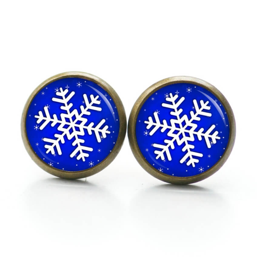 Ohrstecker, Ohrhänger, Clipse & Druckknopf – Motiv große Schneeflocke blau Weihnachten – Schmuck aus Edelstahl Ohrstecker, Ohrhänger, Clipse & Druckknopf – Motiv große Schneeflocke blau Weihnachten – Schmuck aus Edelstahl