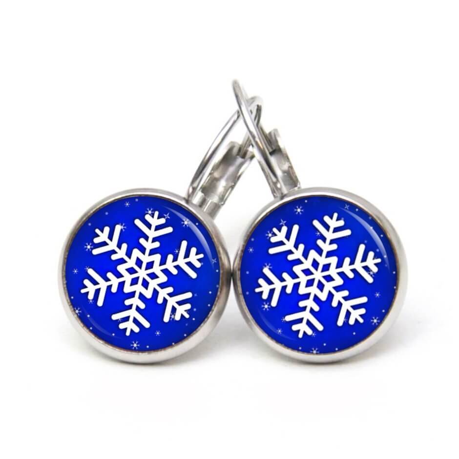 Ohrstecker, Ohrhänger, Clipse & Druckknopf – Motiv große Schneeflocke blau Weihnachten – Schmuck aus Edelstahl Ohrstecker, Ohrhänger, Clipse & Druckknopf – Motiv große Schneeflocke blau Weihnachten – Schmuck aus Edelstahl