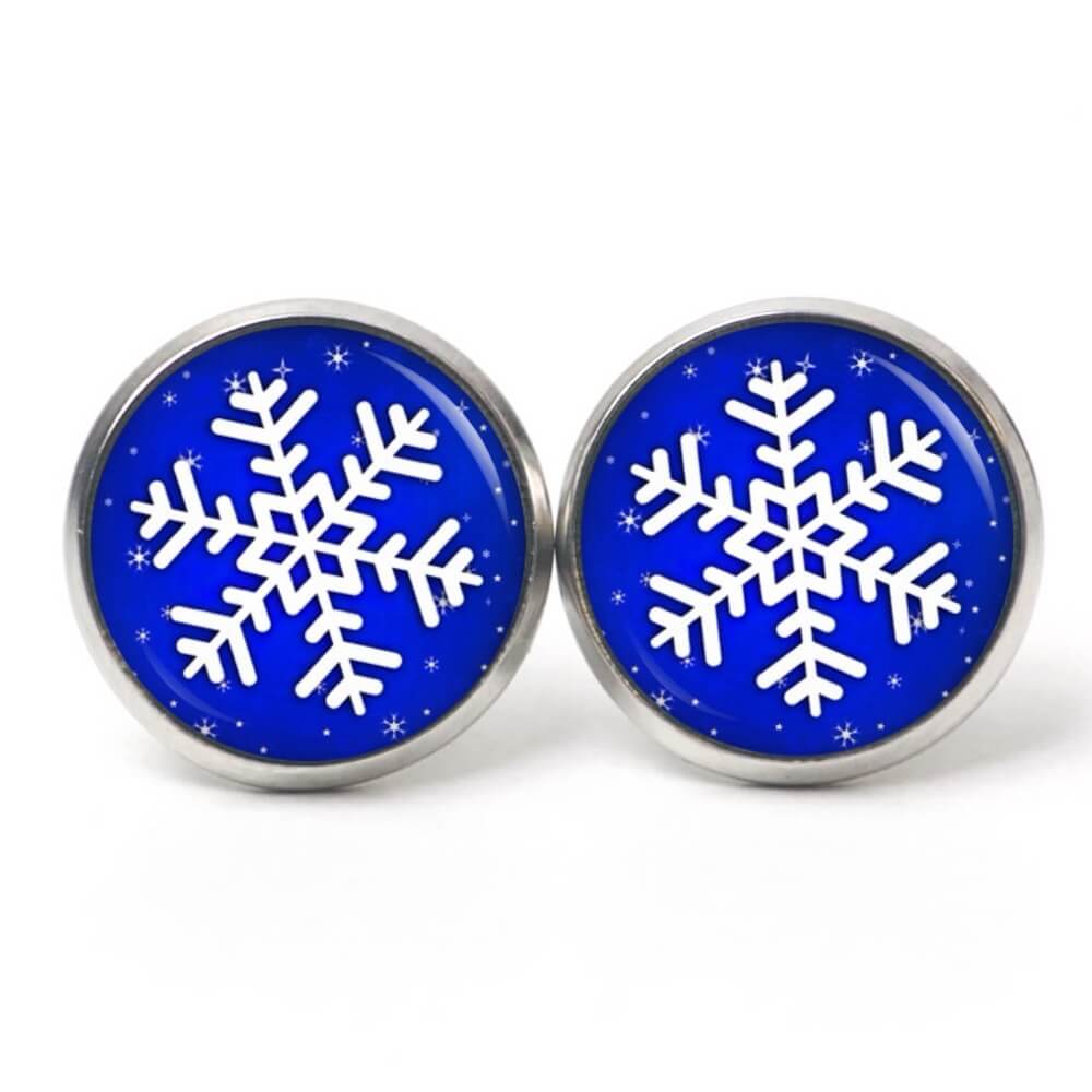 Ohrstecker, Ohrhänger, Clipse & Druckknopf – Motiv große Schneeflocke blau Weihnachten – Schmuck aus Edelstahl Ohrstecker, Ohrhänger, Clipse & Druckknopf – Motiv große Schneeflocke blau Weihnachten – Schmuck aus Edelstahl