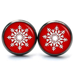 Ohrringe Schneeflocke rot Weihnachten - Edelstahl