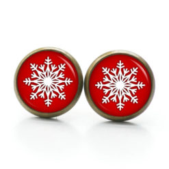 Ohrringe Schneeflocke rot Weihnachten - Edelstahl