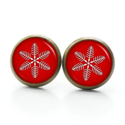 Ohrringe Schneeflocke rot Weihnachten - Edelstahl