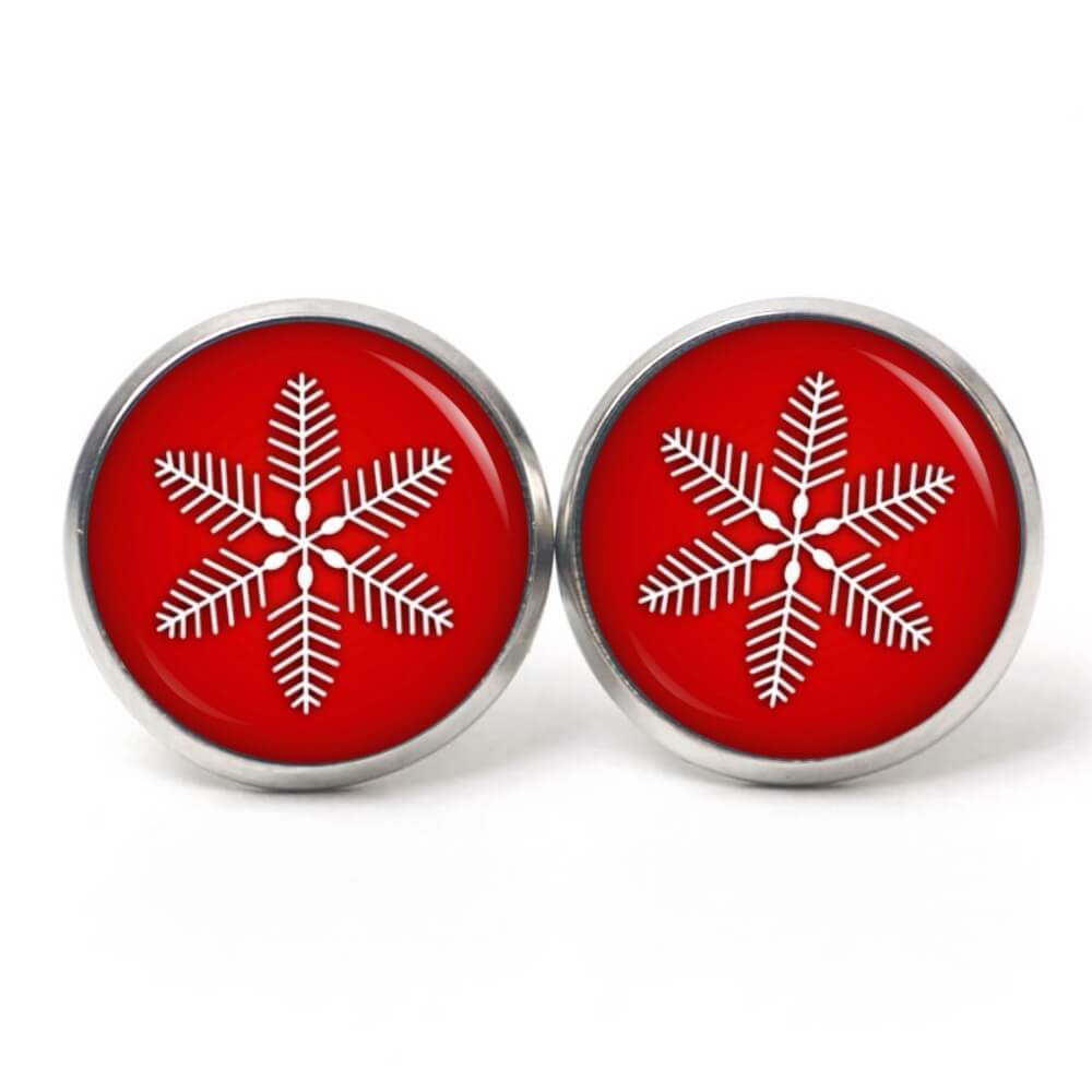 Ohrstecker, Ohrhänger, Clipse & Druckknopf – Motiv Schneeflocke rot Weihnachten – Schmuck aus Edelstahl Ohrstecker, Ohrhänger, Clipse & Druckknopf – Motiv Schneeflocke rot Weihnachten – Schmuck aus Edelstahl