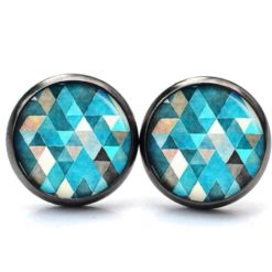 Ohrringe Mosaik Muster türkis - Edelstahl