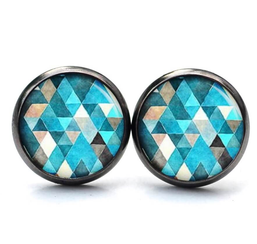 Ohrstecker, Ohrhänger, Clipse & Druckknopf – Motiv Mosaik Glasmosaik Muster Türkis – Schmuck aus Edelstahl Ohrstecker, Ohrhänger, Clipse & Druckknopf – Motiv Mosaik Glasmosaik Muster Türkis – Schmuck aus Edelstahl