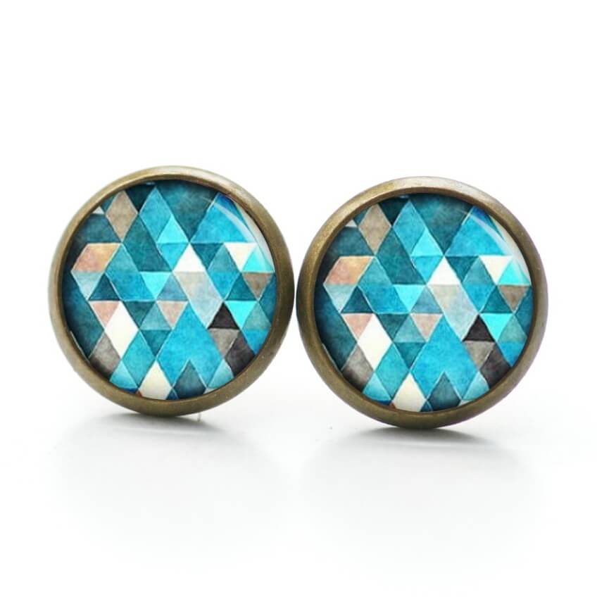 Ohrstecker, Ohrhänger, Clipse & Druckknopf – Motiv Mosaik Glasmosaik Muster Türkis – Schmuck aus Edelstahl Ohrstecker, Ohrhänger, Clipse & Druckknopf – Motiv Mosaik Glasmosaik Muster Türkis – Schmuck aus Edelstahl