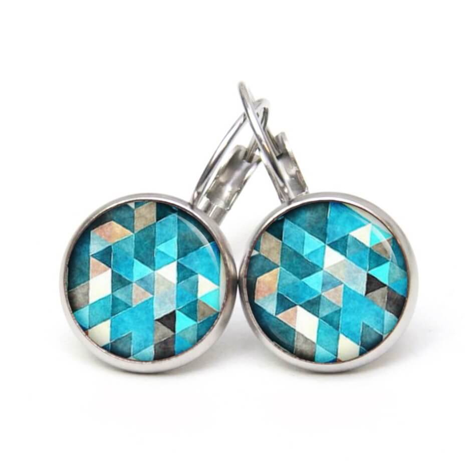 Ohrstecker, Ohrhänger, Clipse & Druckknopf – Motiv Mosaik Glasmosaik Muster Türkis – Schmuck aus Edelstahl Ohrstecker, Ohrhänger, Clipse & Druckknopf – Motiv Mosaik Glasmosaik Muster Türkis – Schmuck aus Edelstahl