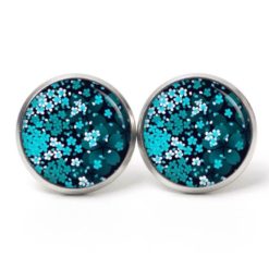 Druckknopf Ohrstecker Ohrhänger Clipse Blumenmeer türkis blau