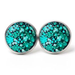 Druckknopf Ohrstecker Ohrhänger Clipse Blumenmeer grün türkis