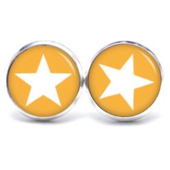 Druckknopf Ohrstecker Ohrhänger Clipse pastel orange weißer Stern