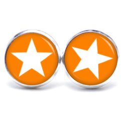Druckknopf Ohrstecker Ohrhänger Clipse orange weißer Stern