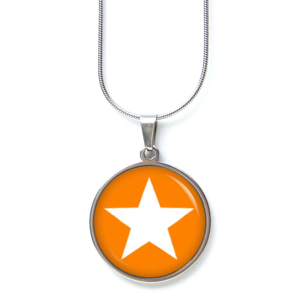 Druckknopf Ohrstecker Ohrhänger Clipse orange weißer Stern Druckknopf Ohrstecker Ohrhänger Clipse orange weißer Stern