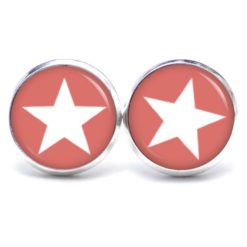 Druckknopf Ohrstecker Ohrhänger Clipse pastel rot weißer Stern