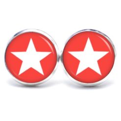 Druckknopf Ohrstecker Ohrhänger Clipse hell rot weißer Stern