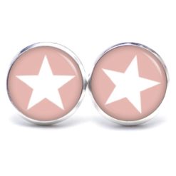 Druckknopf Ohrstecker Ohrhänger Clipse pastel rosa weißer Stern