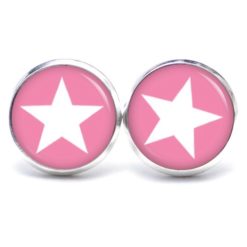 Druckknopf Ohrstecker Ohrhänger Clipse pink weißer Stern