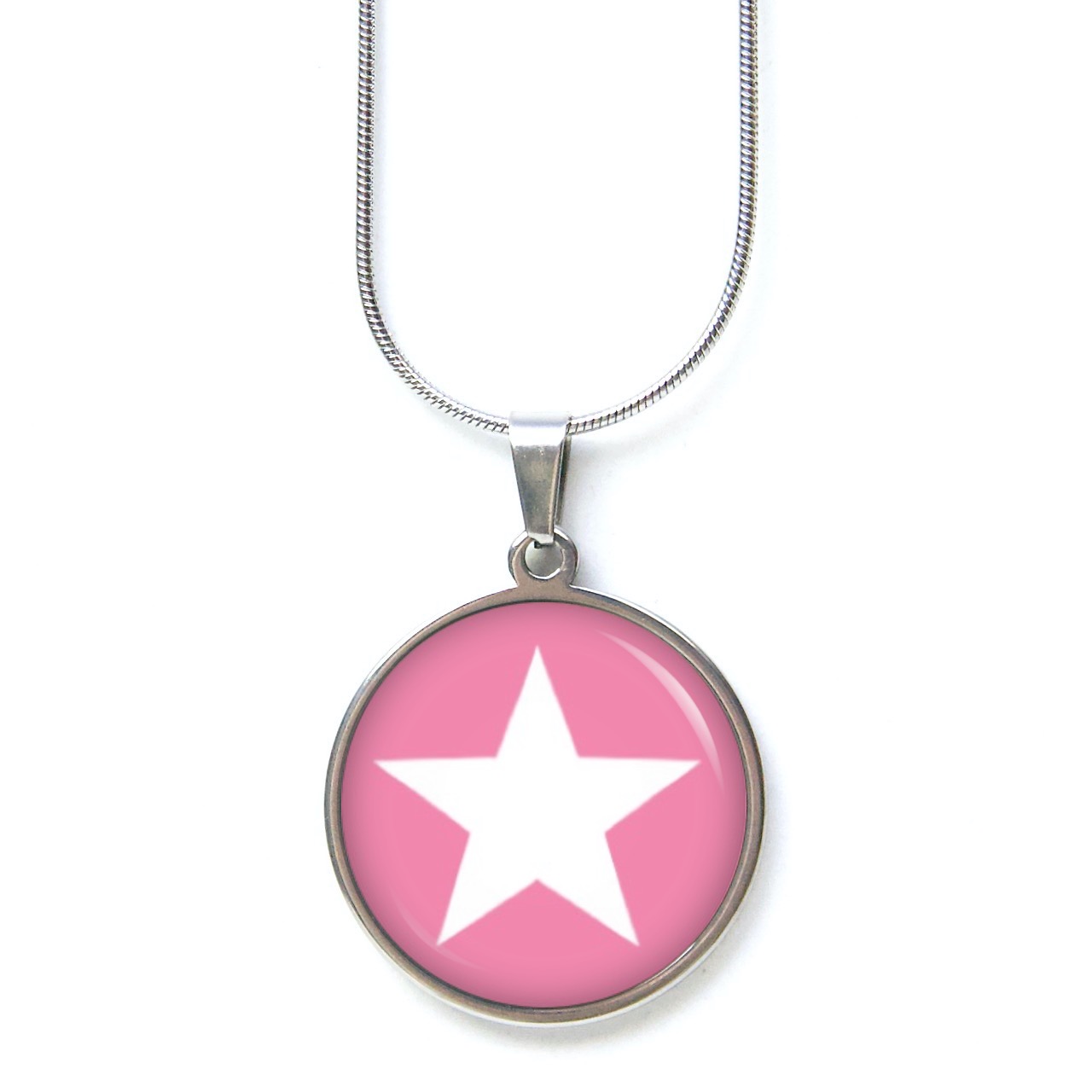 Druckknopf Ohrstecker Ohrhänger Clipse pink weißer Stern Druckknopf Ohrstecker Ohrhänger Clipse pink weißer Stern