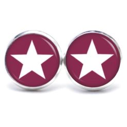 Druckknopf Ohrstecker Ohrhänger Clipse pflaume weißer Stern