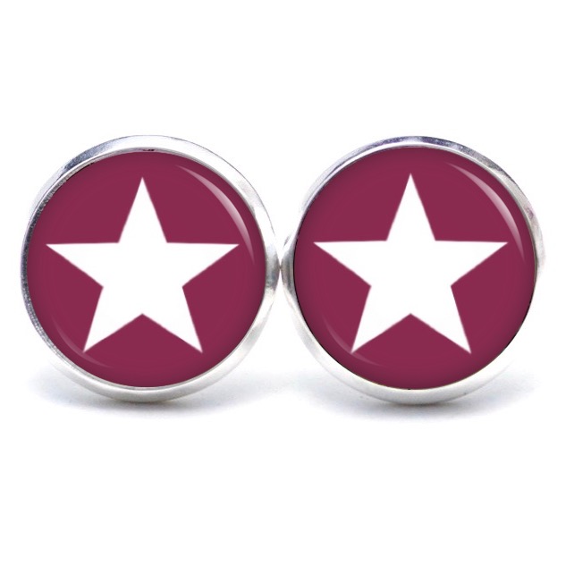 Druckknopf Ohrstecker Ohrhänger Clipse pflaume weißer Stern Druckknopf Ohrstecker Ohrhänger Clipse pflaume weißer Stern