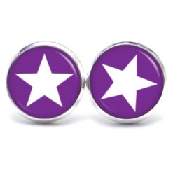 Druckknopf Ohrstecker Ohrhänger Clipse violett weißer Stern