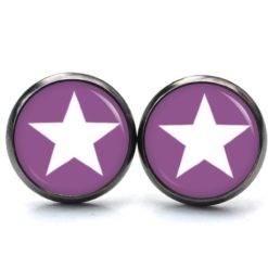 Ohrringe signalviolett weißer Stern