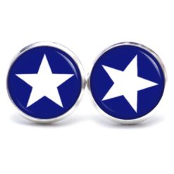 Druckknopf Ohrstecker Ohrhänger Clipse dunkelblau weißer Stern