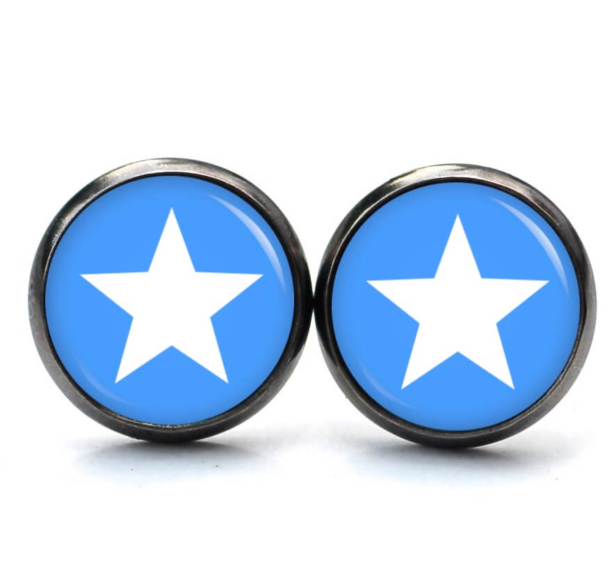 Druckknopf Ohrstecker Ohrhänger Clipse himmelblau weißer Stern Druckknopf Ohrstecker Ohrhänger Clipse himmelblau weißer Stern